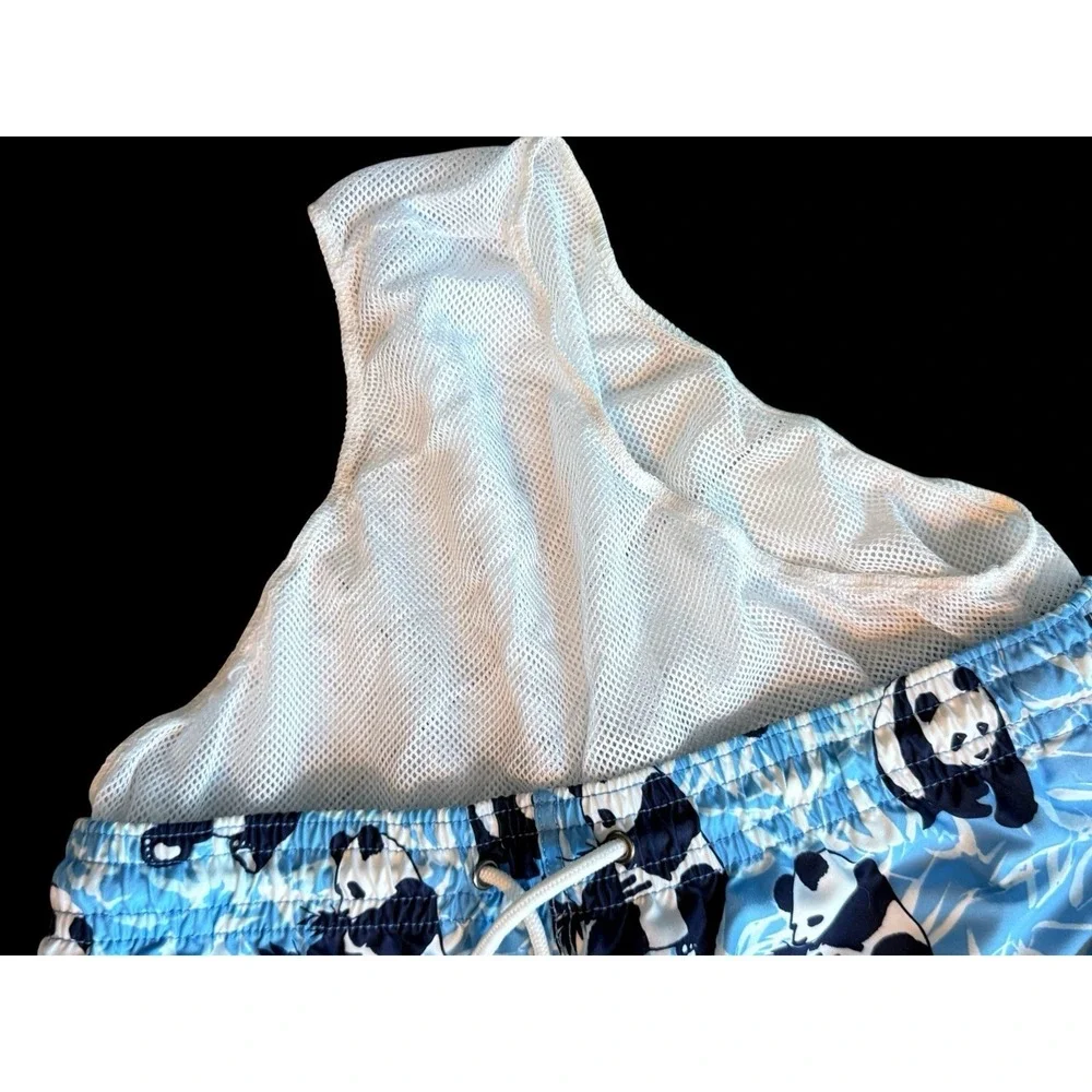 Trunks Brand Men Swim Trunks L Panda Bamboo‎ Blue Beach Mesh Lined Pool